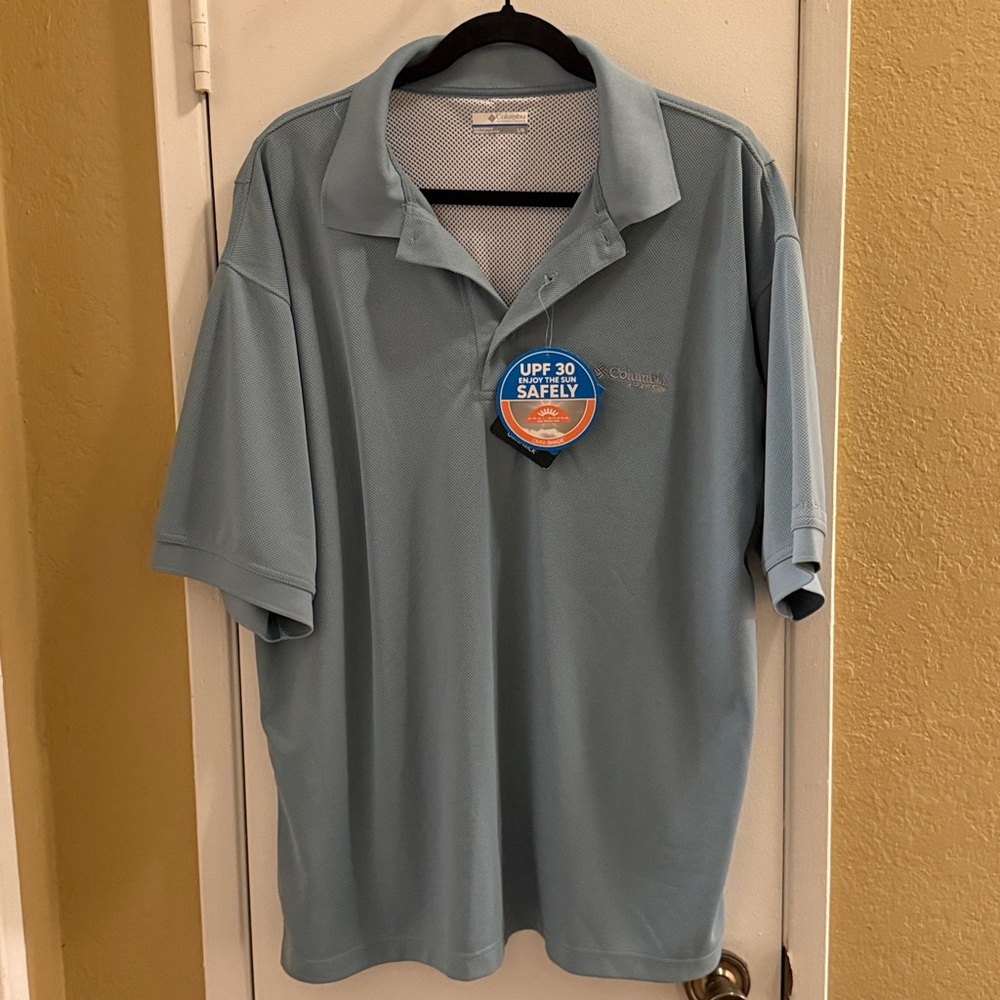 Columbia Men’s Omni-Shade Polo Shirt UPF 30 | Light Blue | Size L